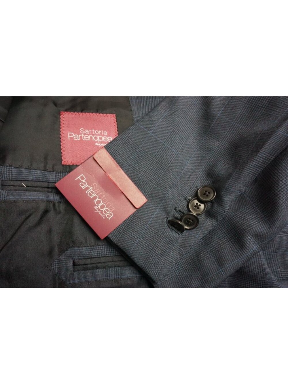 Sartoria Partenopea Blue Plaid Wool 2 Pc Suit Jacket Pants Sz 50L EU BRAND NEW